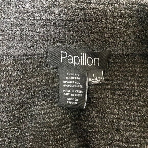 Papillon Cardigan Sweater Gray 3/4 Sleeve Large - Picture 6 of 6